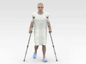 Patient with Crutches 3D Model