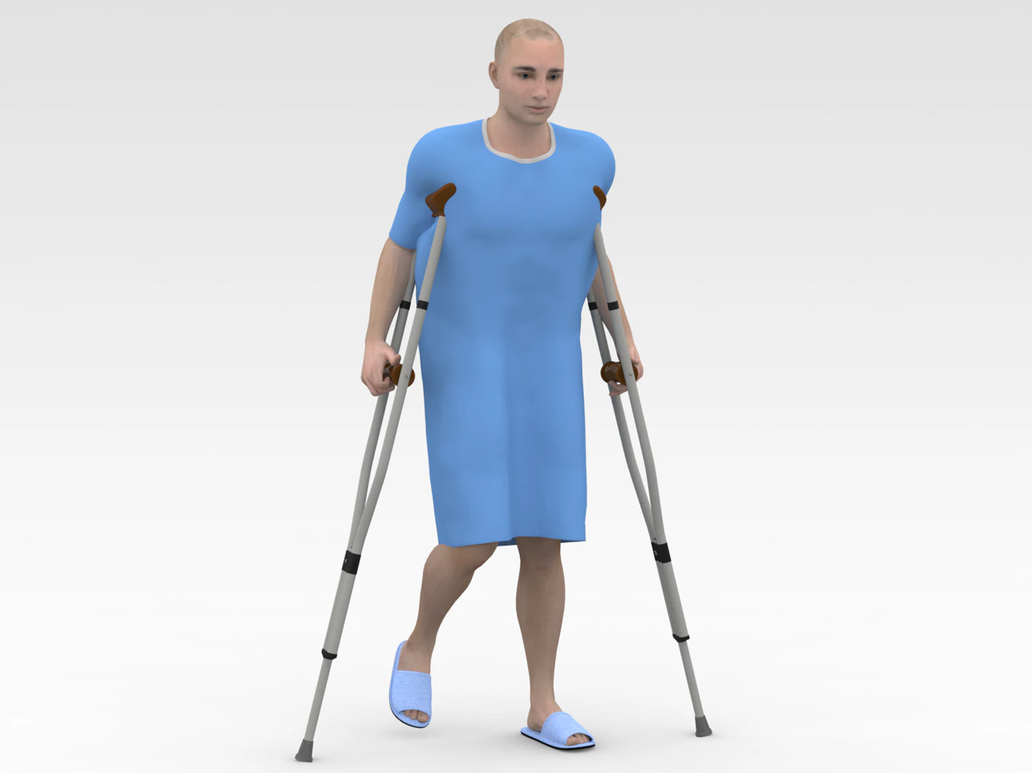Koltuk değneği olan hasta 3D Model .c4d .max .obj .3ds .fbx .stl .blend 