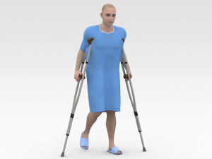 Patient with crutches Modèle 3D