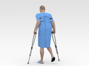 Patient with crutches 3D Model