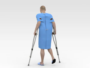 Koltuk değneği olan hasta 3D Model