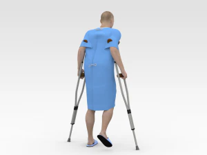 Koltuk değneği olan hasta 3D Model