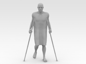 Patient with crutches 3D Model