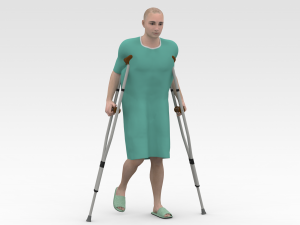 Patient with crutches Modelo 3D