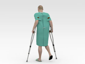 Paciente com muletas Modelo 3D