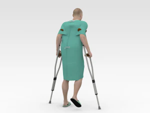 Paciente com muletas Modelo 3D