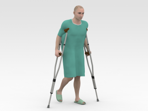 Patient with crutches 3D Модель