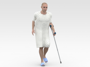 Patient with Forearm Crutch 3D Model