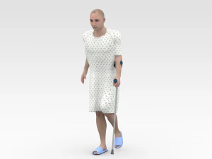 Patient with Forearm Crutch 3D Model