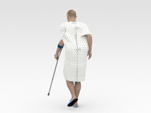 Patient with Forearm Crutch Model 3D