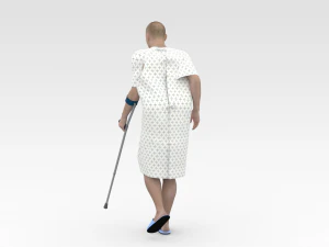 Patient with Forearm Crutch 3D Model