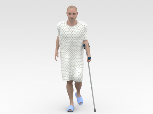 Patient with Forearm Crutch Model 3D