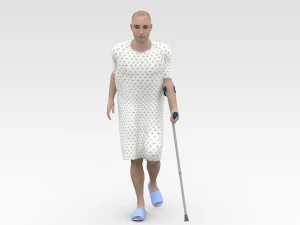 Patient with Forearm Crutch 3D Model