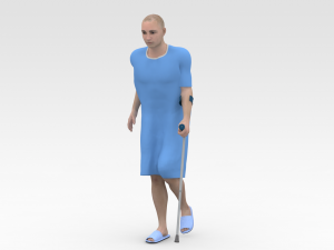 Patient with Forearm crutch 3D Model