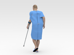 Patient with Forearm crutch 3D Model