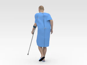 Patient with Forearm crutch 3D Model