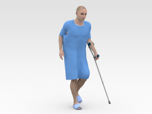 Patient with Forearm crutch 3D Model