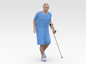 Patient with Forearm crutch 3D Model