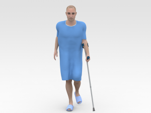 Patient with Forearm crutch 3D Model