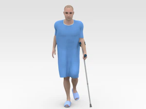 Patient with Forearm crutch 3D Model