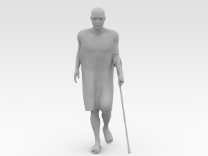Patient with Forearm crutch 3D Model