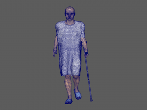 Patient with Forearm crutch 3D Model