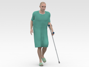 Patient with Forearm crutch Modelo 3D
