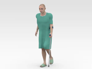 Patient with Forearm crutch 3D Model