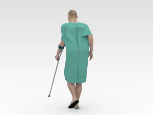 Patient with Forearm crutch 3D Model