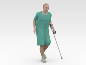 Patient with Forearm crutch 3D Model