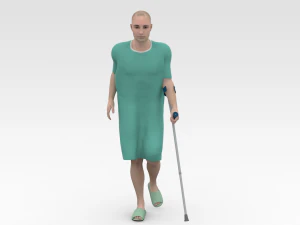 Patient with Forearm crutch 3D Model