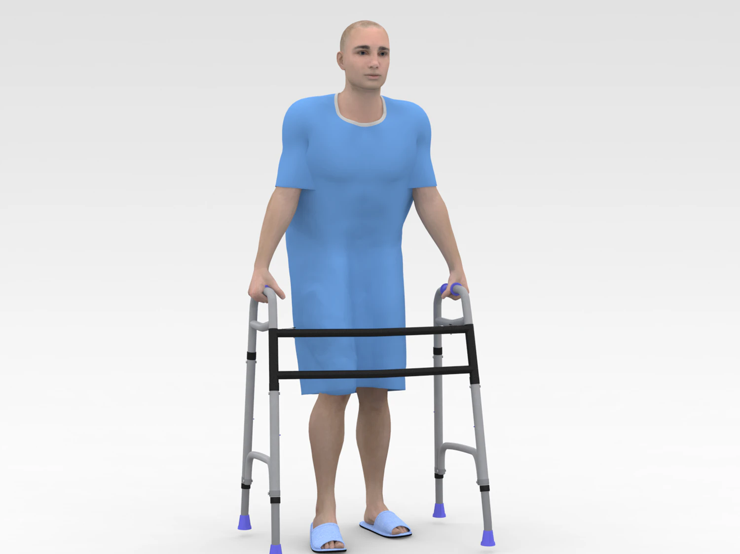 Paciente con andador Modelo 3D .c4d .max .obj .3ds .fbx .stl .blend 