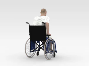 Patient with Wheel Chair 3D Model