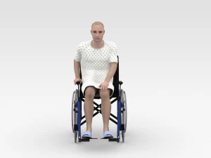 Patient with Wheel Chair 3D Model