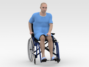 Patient with Wheel Chair 3D Model