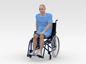 Patient with Wheel Chair 3D Model