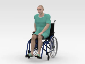Patient with Wheel Chair 3D Model