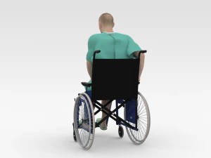 Patient with Wheel Chair 3D Model