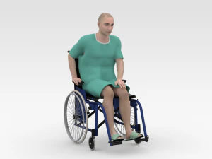 Patient with Wheel Chair 3D Model