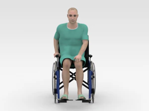 Patient with Wheel Chair 3D Model