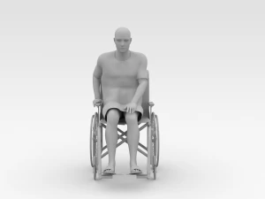 Patient with Wheel Chair 3D Model