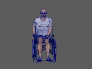 Patient with Wheel Chair 3D Model