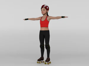 Roller Skater Girl 3D Model