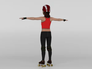 Roller Skater Girl 3D Model