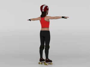 Roller Skater Girl 3D Model