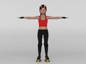 Roller Skater Girl 3D Model