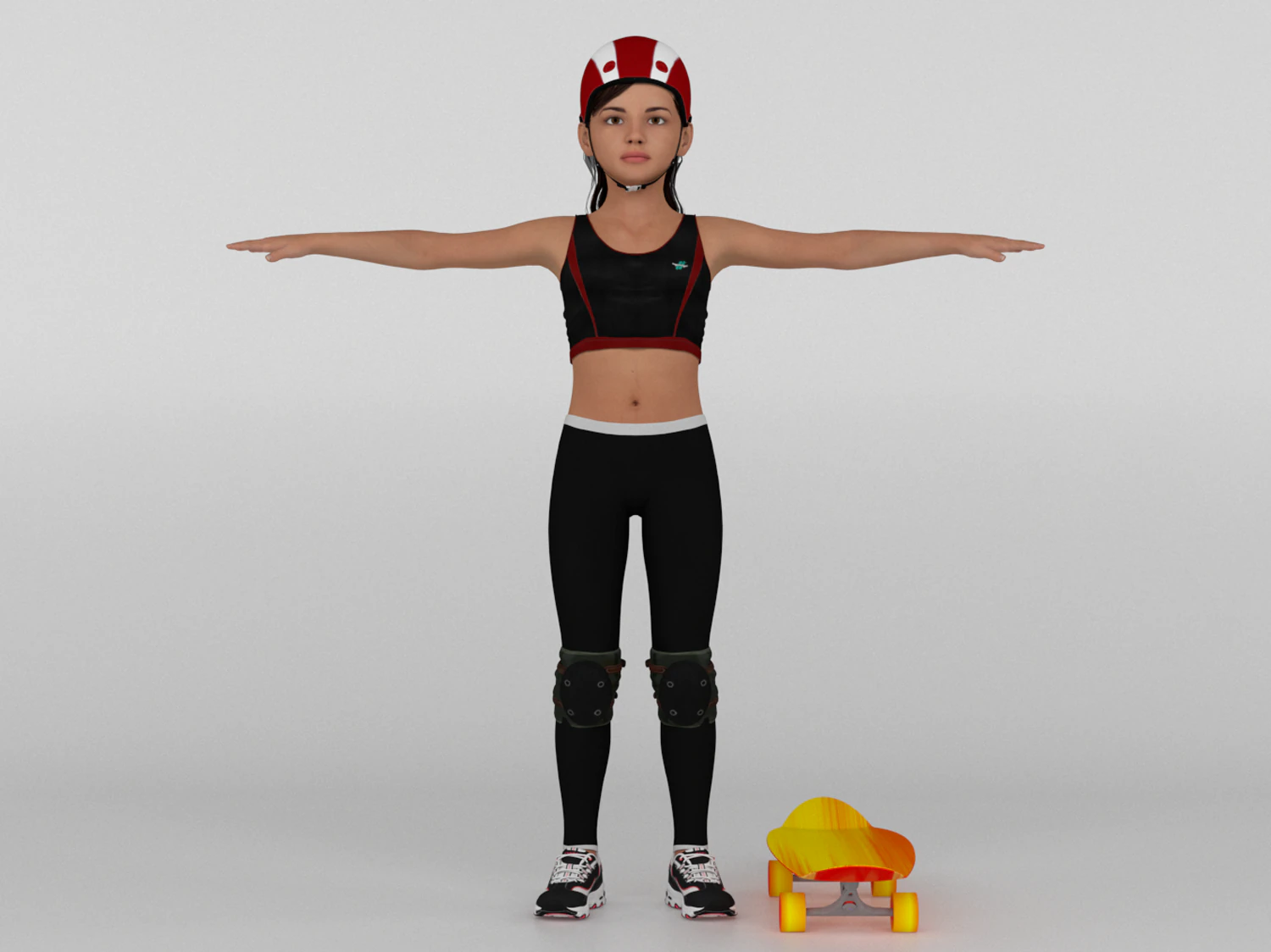 Skater Girl 3D Model .c4d .max .obj .3ds .fbx .stl .blend 