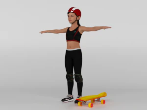 Skater Girl 3D Model