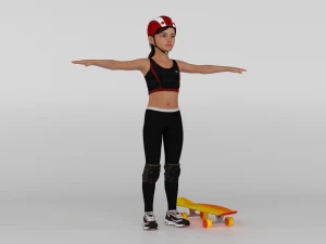 Skater Girl 3D Model