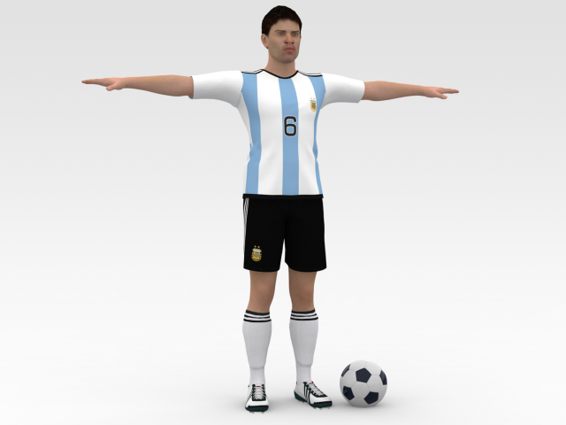Soccer Player Argentina 3D मॉडल .c4d .max .obj .3ds .fbx .stl .blend 